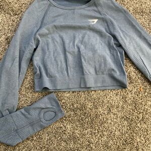 Women's Blue Long Sleeve Top